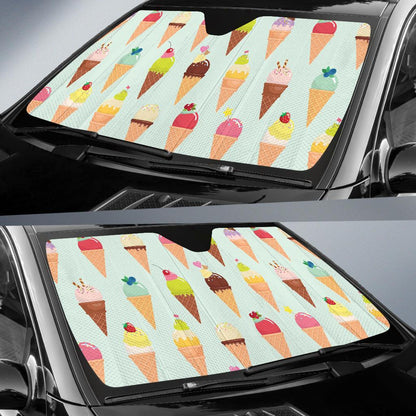 Ice Cream Pattern Print Design 03 Car Sun Shades-JORJUNE.COM