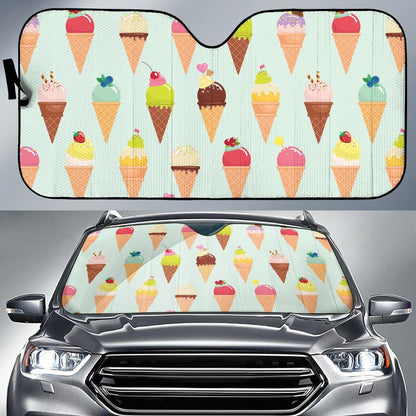 Ice Cream Pattern Print Design 03 Car Sun Shades-JORJUNE.COM