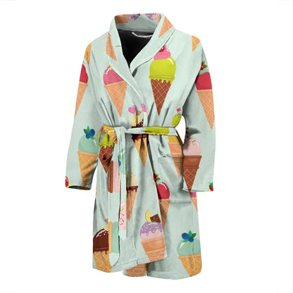 Ice Cream Pattern Print Design 03 Men Bathrobe-JORJUNE.COM