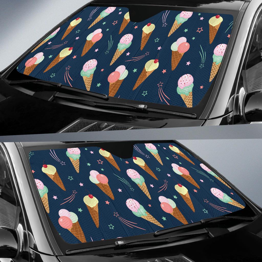 Ice Cream Pattern Print Design 04 Car Sun Shades-JORJUNE.COM