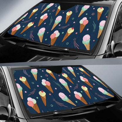 Ice Cream Pattern Print Design 04 Car Sun Shades-JORJUNE.COM
