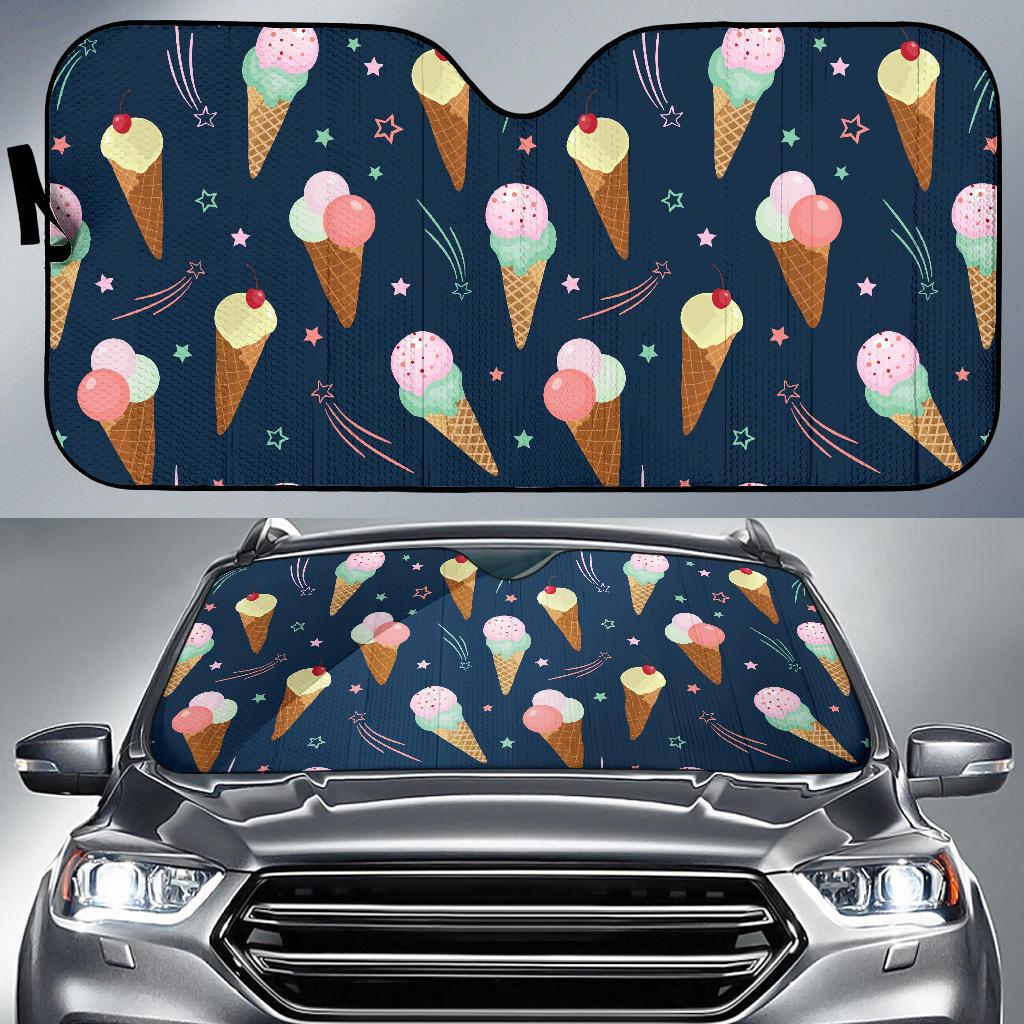 Ice Cream Pattern Print Design 04 Car Sun Shades-JORJUNE.COM