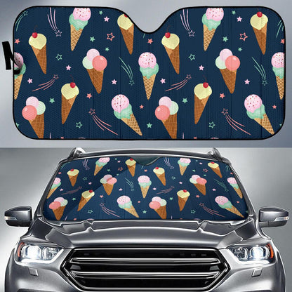 Ice Cream Pattern Print Design 04 Car Sun Shades-JORJUNE.COM