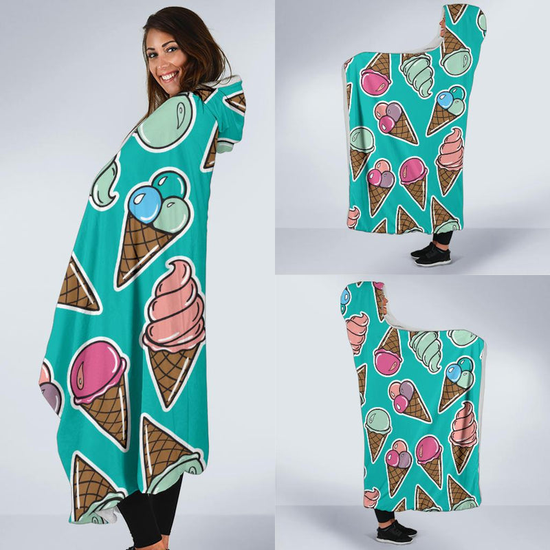 Ice Cream Pattern Print Design IC01 Hooded Blanket-JORJUNE.COM