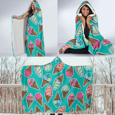 Ice Cream Pattern Print Design IC01 Hooded Blanket-JORJUNE.COM