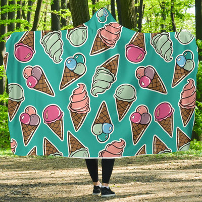 Ice Cream Pattern Print Design IC01 Hooded Blanket-JORJUNE.COM