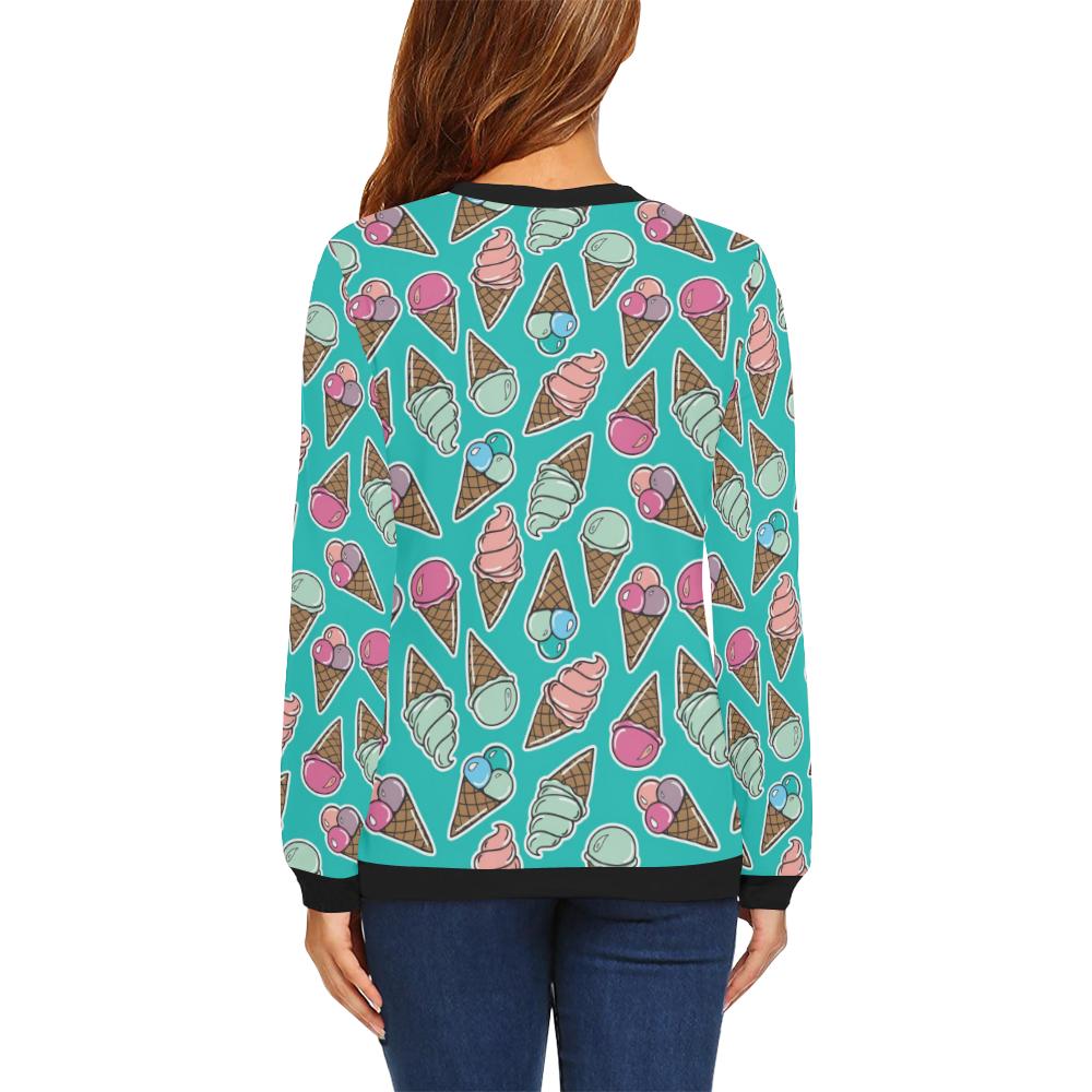 Ice Cream Pattern Print Design IC01 Women Long Sleeve Sweatshirt-JorJune