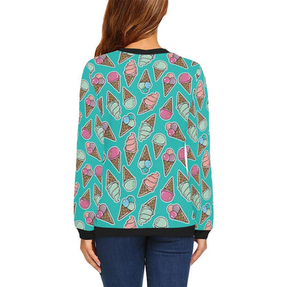 Ice Cream Pattern Print Design IC01 Women Long Sleeve Sweatshirt-JorJune