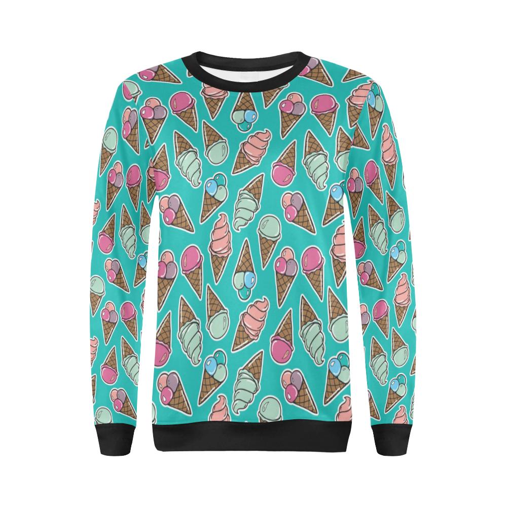 Ice Cream Pattern Print Design IC01 Women Long Sleeve Sweatshirt-JorJune