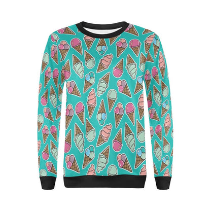Ice Cream Pattern Print Design IC01 Women Long Sleeve Sweatshirt-JorJune