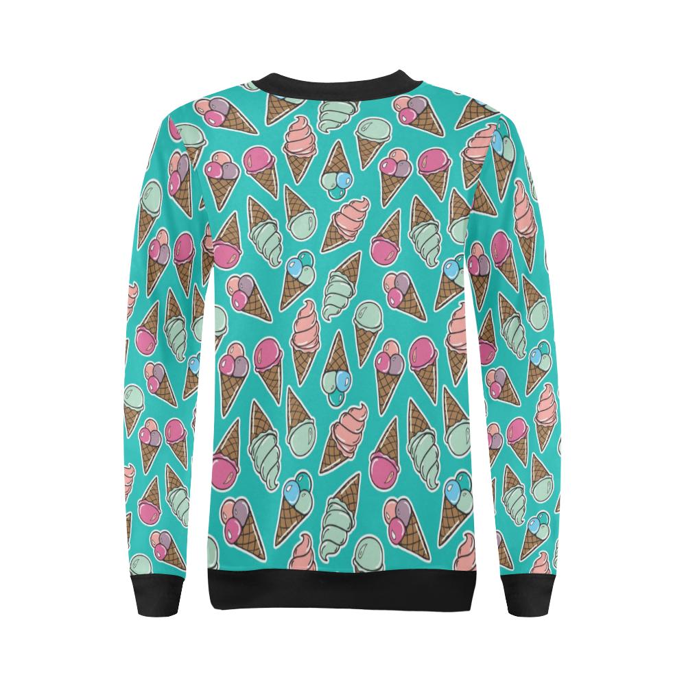 Ice Cream Pattern Print Design IC01 Women Long Sleeve Sweatshirt-JorJune
