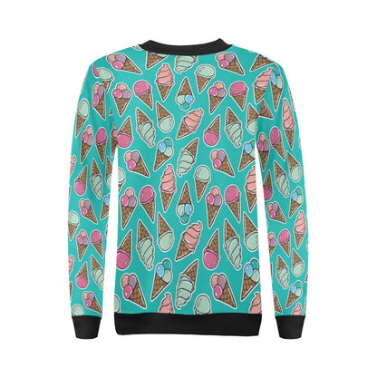 Ice Cream Pattern Print Design IC01 Women Long Sleeve Sweatshirt-JorJune