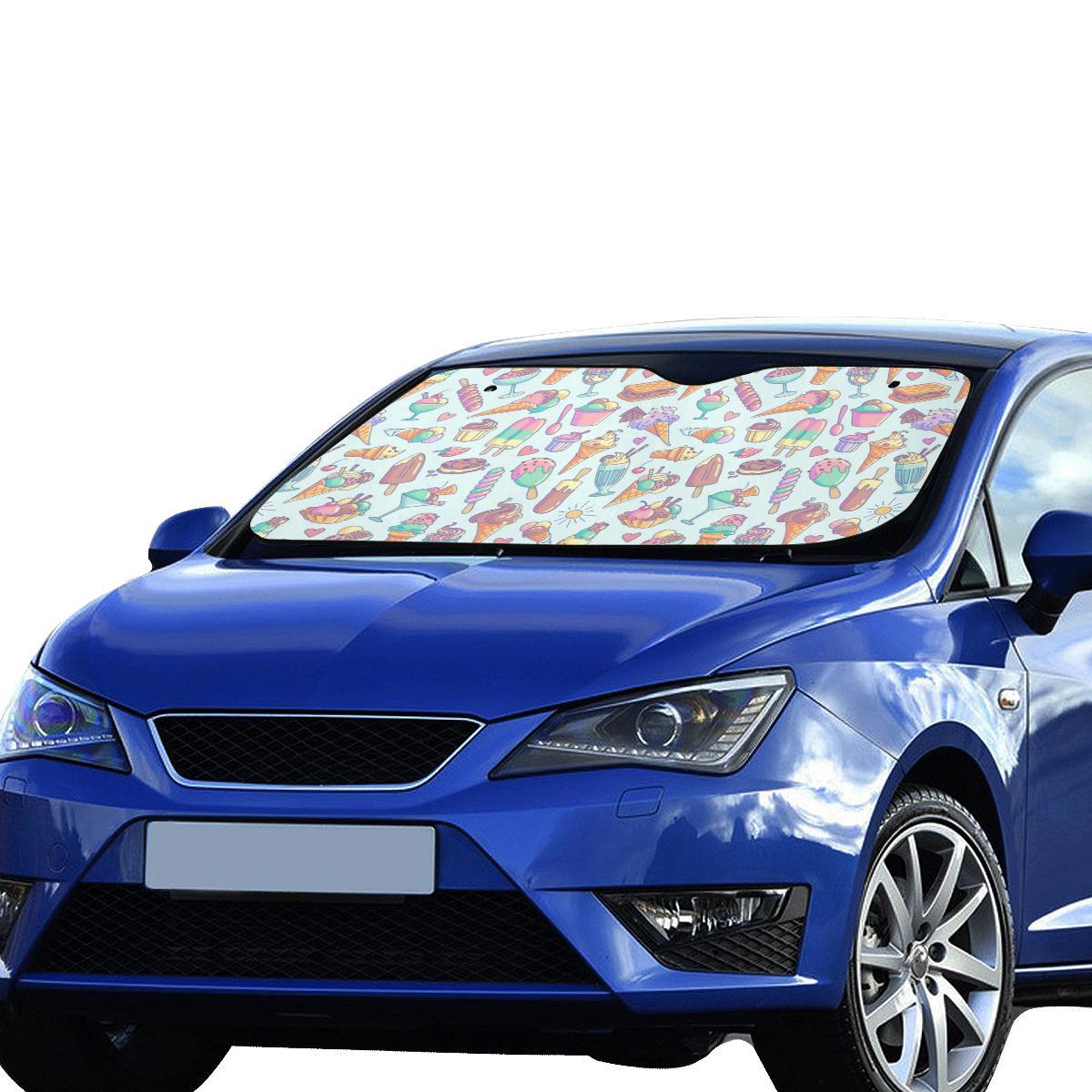 Ice Cream Pattern Print Design IC02 Car Sun Shade-JorJune