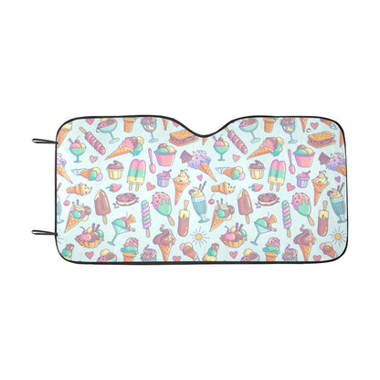 Ice Cream Pattern Print Design IC02 Car Sun Shade-JorJune