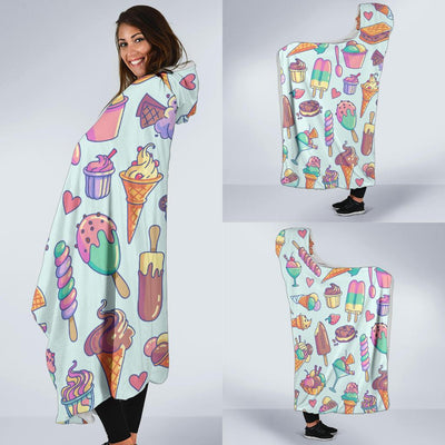 Ice Cream Pattern Print Design IC02 Hooded Blanket-JORJUNE.COM