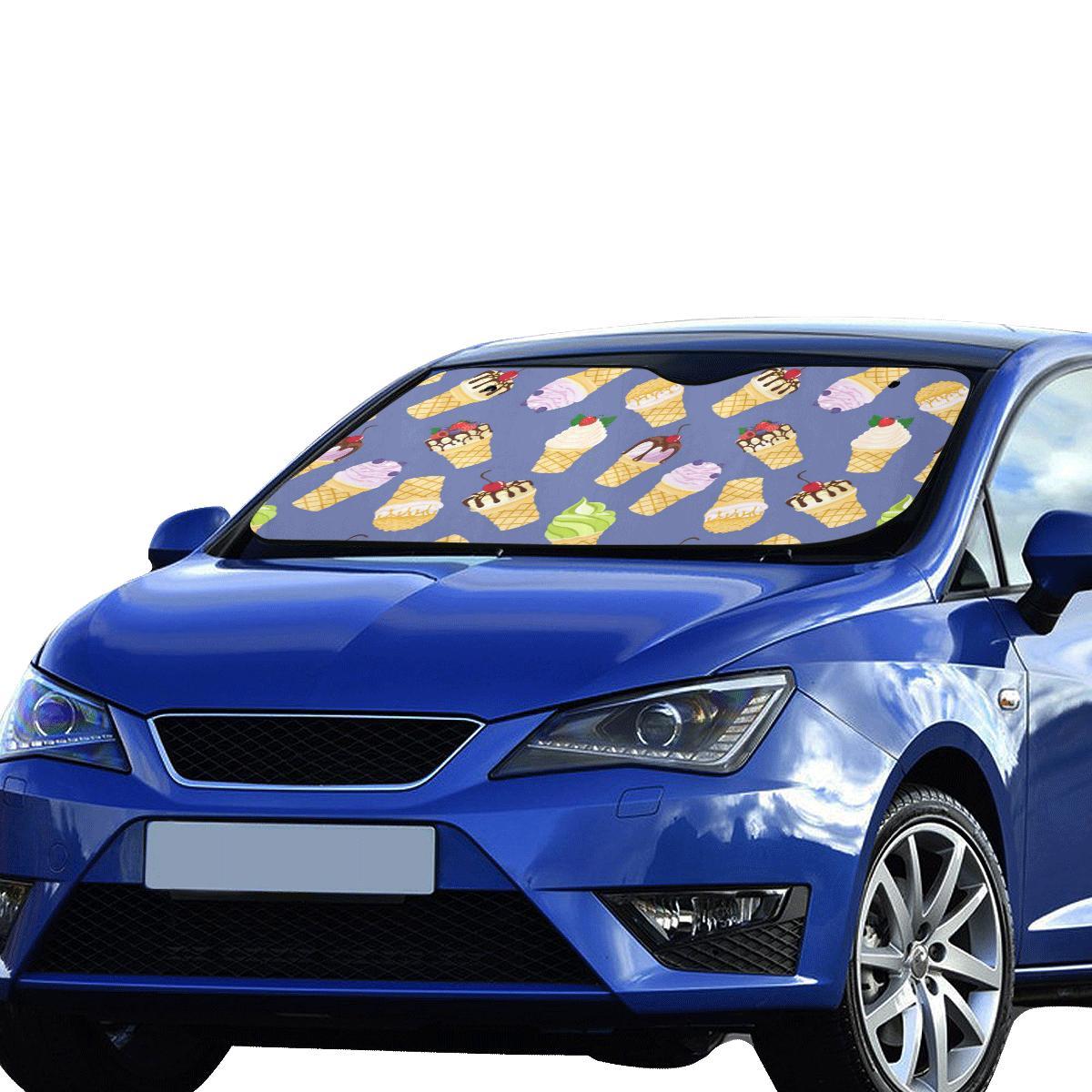 Ice Cream Pattern Print Design IC03 Car Sun Shade-JorJune