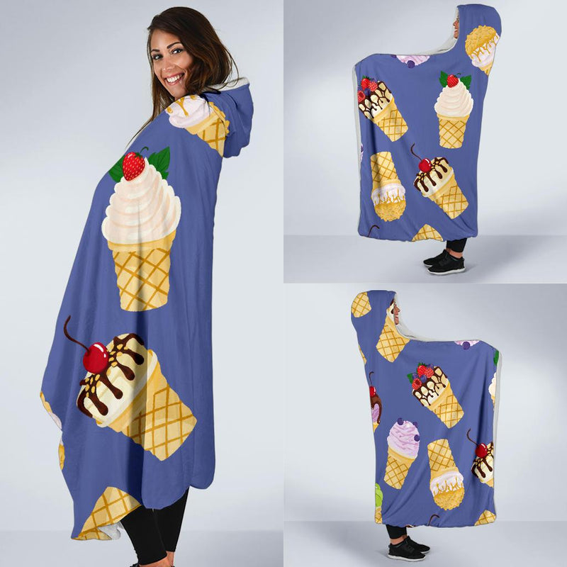 Ice Cream Pattern Print Design IC03 Hooded Blanket-JORJUNE.COM