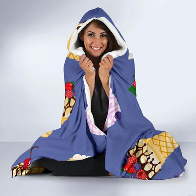 Ice Cream Pattern Print Design IC03 Hooded Blanket-JORJUNE.COM