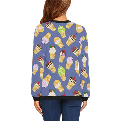 Ice Cream Pattern Print Design IC03 Women Long Sleeve Sweatshirt-JorJune