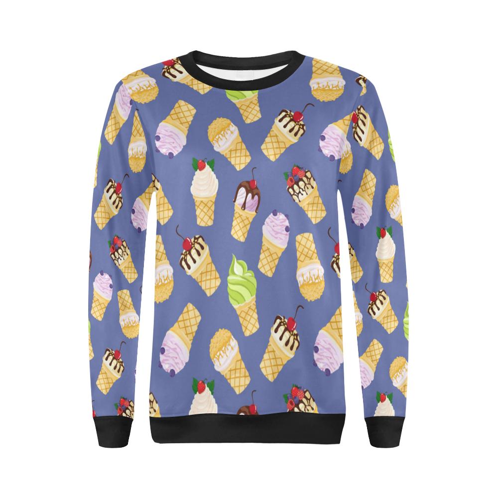 Ice Cream Pattern Print Design IC03 Women Long Sleeve Sweatshirt-JorJune