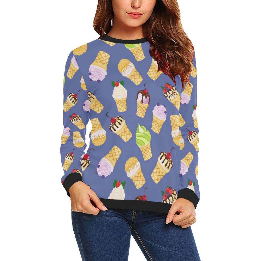 Ice Cream Pattern Print Design IC03 Women Long Sleeve Sweatshirt-JorJune