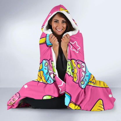 Ice Cream Pattern Print Design IC04 Hooded Blanket-JORJUNE.COM