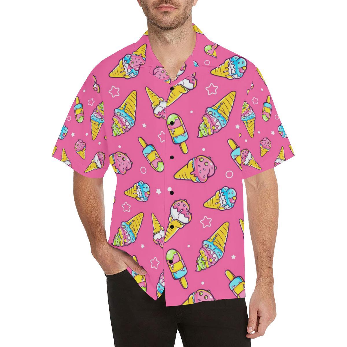 Ice Cream Pattern Print Design IC04 Men Hawaiian Shirt-JorJune
