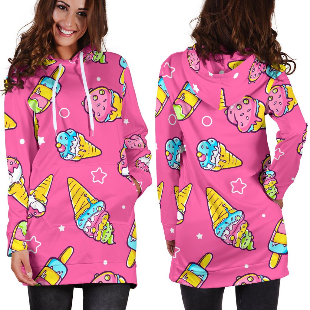 Ice Cream Pattern Print Design IC04 Women Hoodie Dress