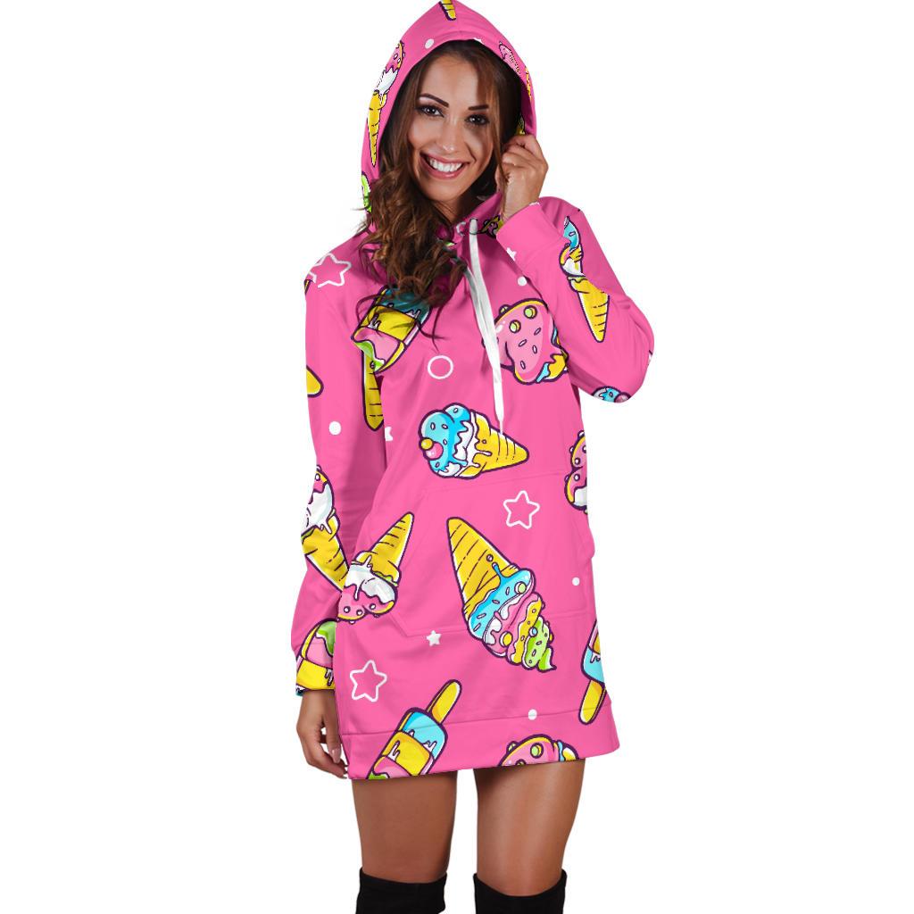 Ice Cream Pattern Print Design IC04 Women Hoodie Dress