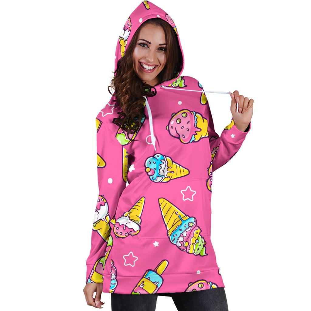 Ice Cream Pattern Print Design IC04 Women Hoodie Dress
