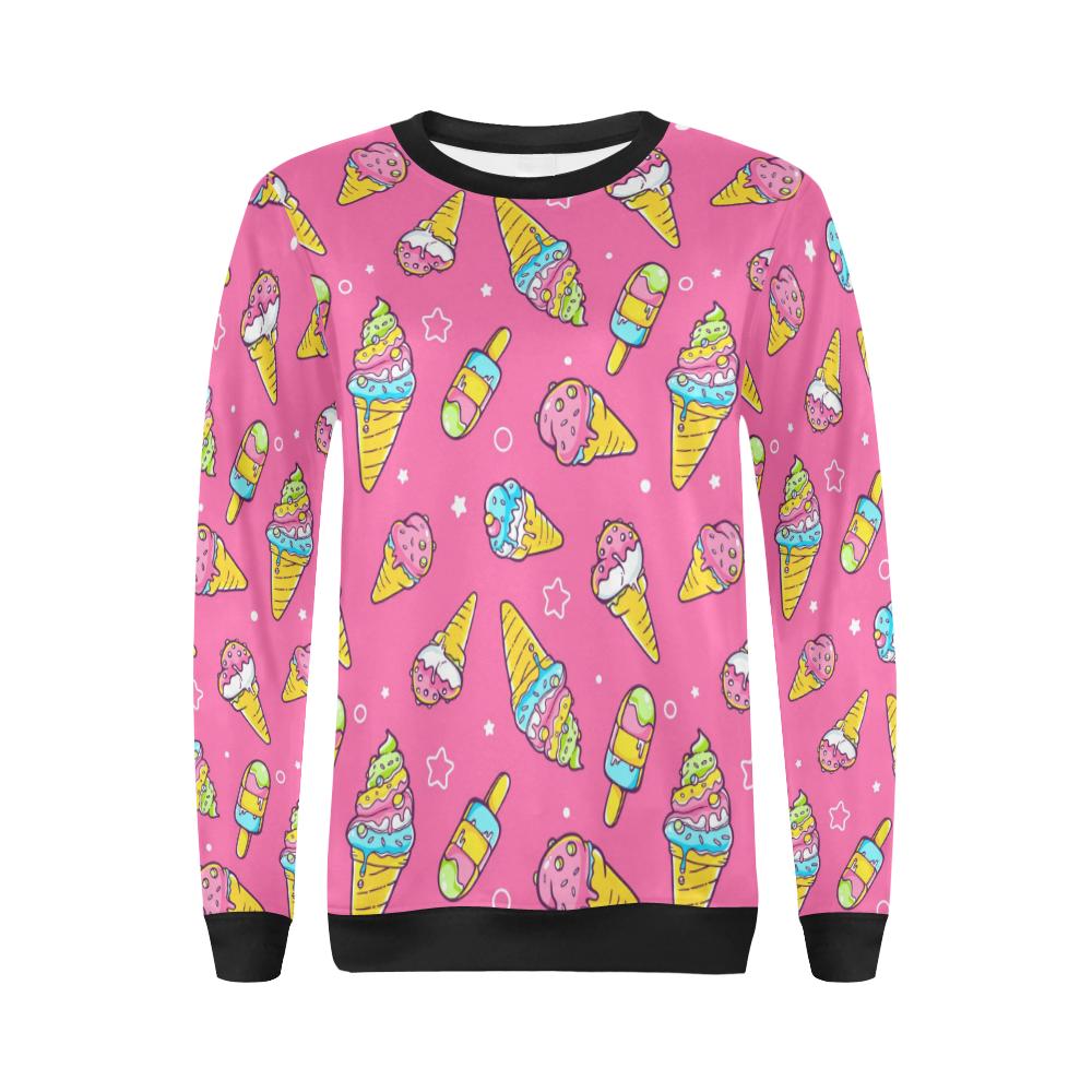 Ice Cream Pattern Print Design IC04 Women Long Sleeve Sweatshirt-JorJune