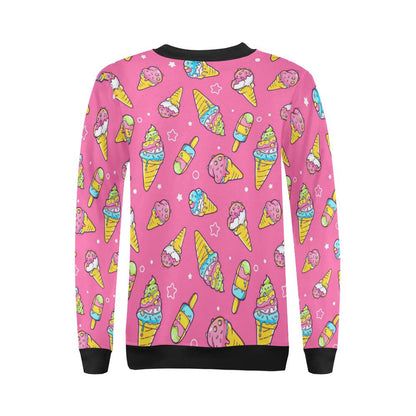 Ice Cream Pattern Print Design IC04 Women Long Sleeve Sweatshirt-JorJune