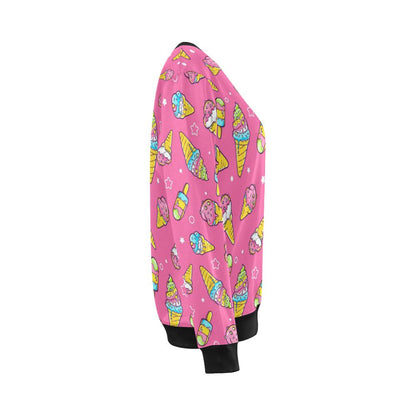 Ice Cream Pattern Print Design IC04 Women Long Sleeve Sweatshirt-JorJune