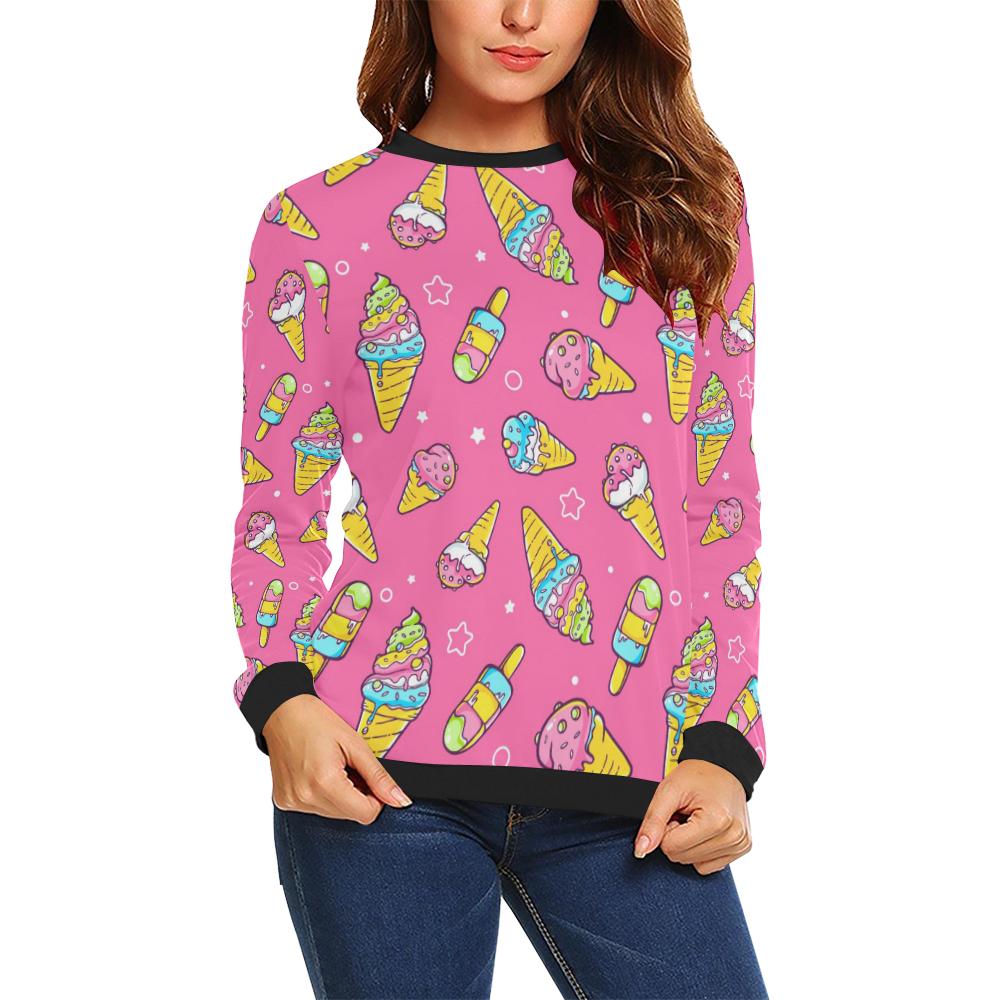 Ice Cream Pattern Print Design IC04 Women Long Sleeve Sweatshirt-JorJune