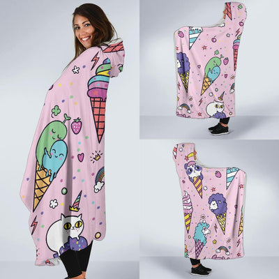 Ice Cream Pattern Print Design IC05 Hooded Blanket-JORJUNE.COM