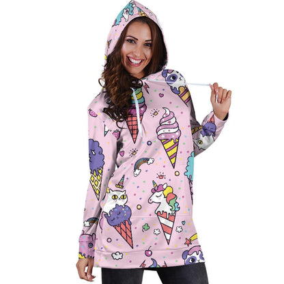 Ice Cream Pattern Print Design IC05 Women Hoodie Dress