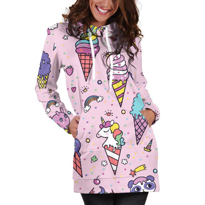 Ice Cream Pattern Print Design IC05 Women Hoodie Dress