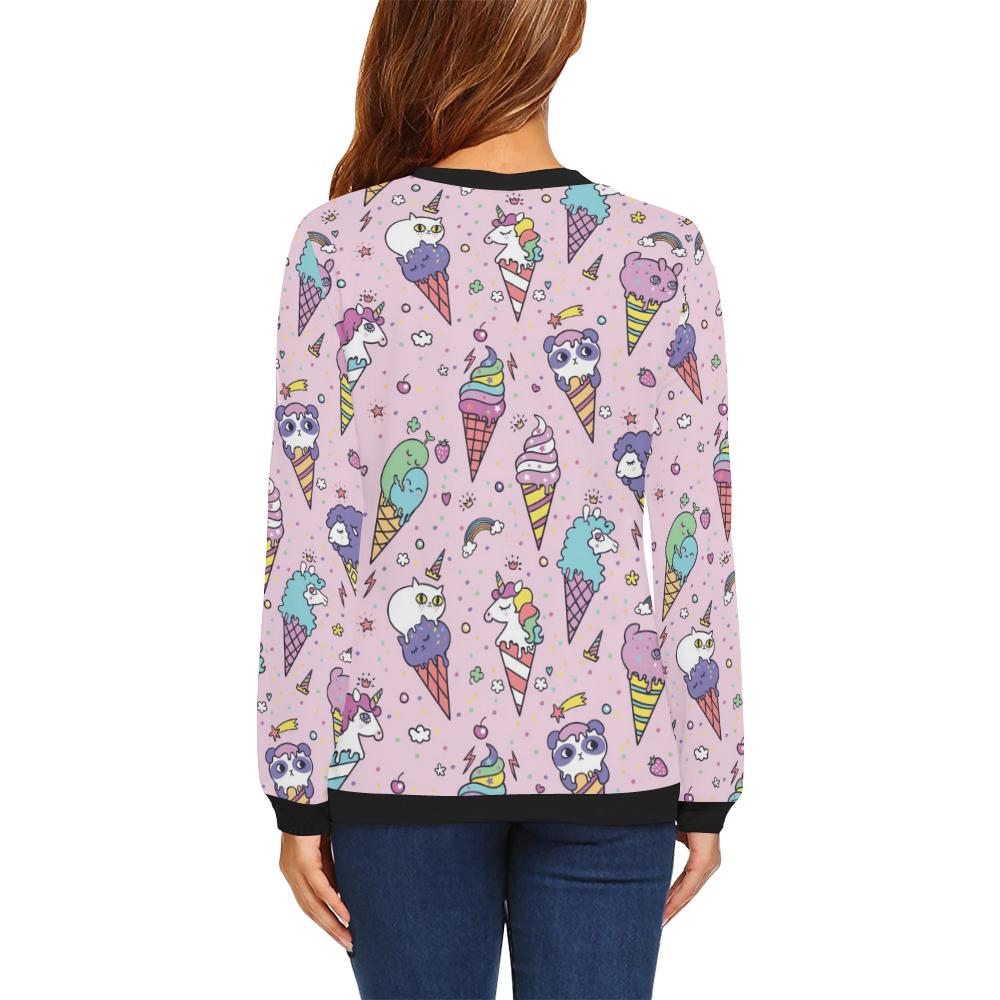 Ice Cream Pattern Print Design IC05 Women Long Sleeve Sweatshirt-JorJune
