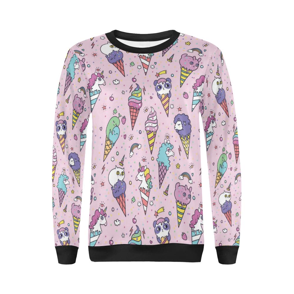 Ice Cream Pattern Print Design IC05 Women Long Sleeve Sweatshirt-JorJune