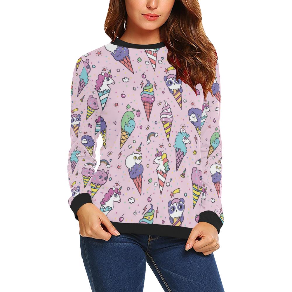 Ice Cream Pattern Print Design IC05 Women Long Sleeve Sweatshirt-JorJune