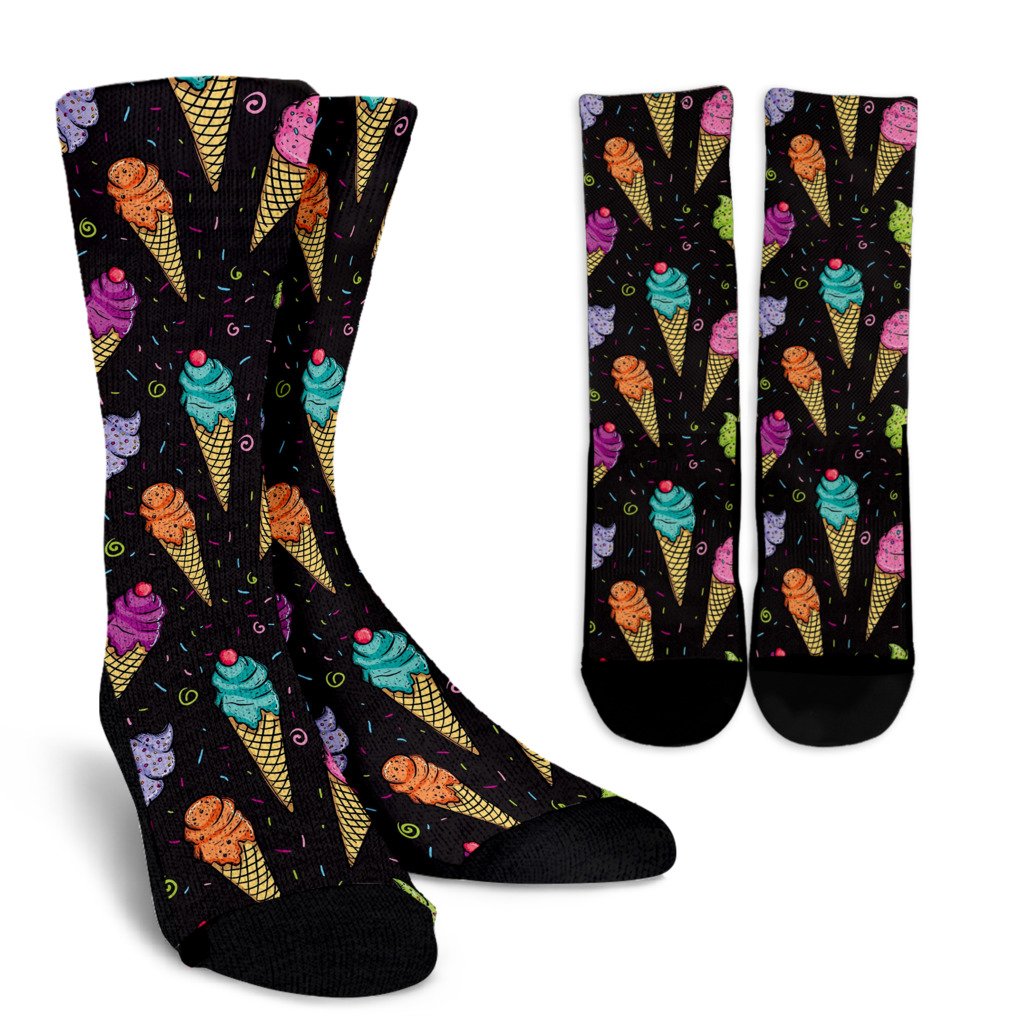 Ice Cream Pattern Print Design IC06 Crew Socks-JORJUNE.COM