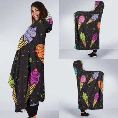 Ice Cream Pattern Print Design IC06 Hooded Blanket-JORJUNE.COM