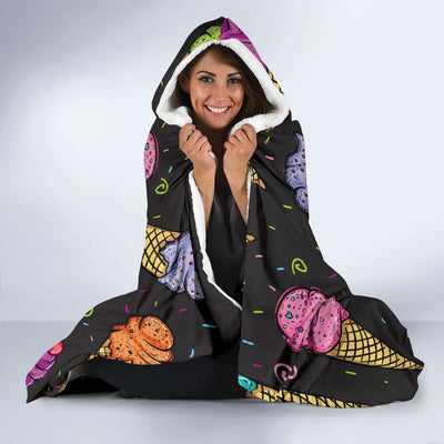 Ice Cream Pattern Print Design IC06 Hooded Blanket-JORJUNE.COM