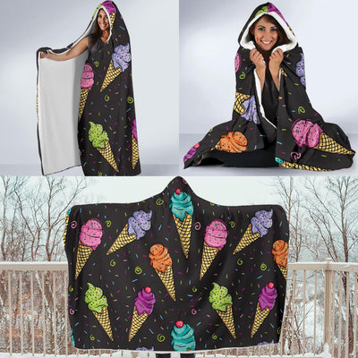 Ice Cream Pattern Print Design IC06 Hooded Blanket-JORJUNE.COM