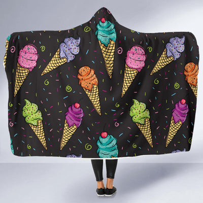 Ice Cream Pattern Print Design IC06 Hooded Blanket-JORJUNE.COM