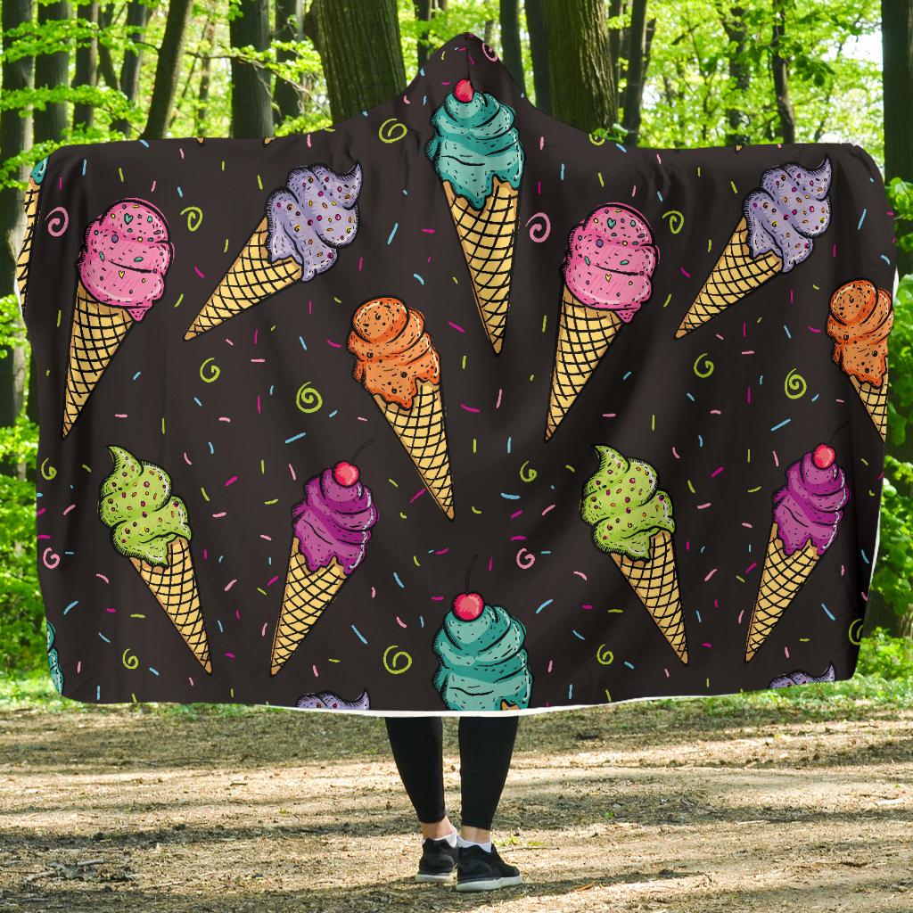 Ice Cream Pattern Print Design IC06 Hooded Blanket-JORJUNE.COM