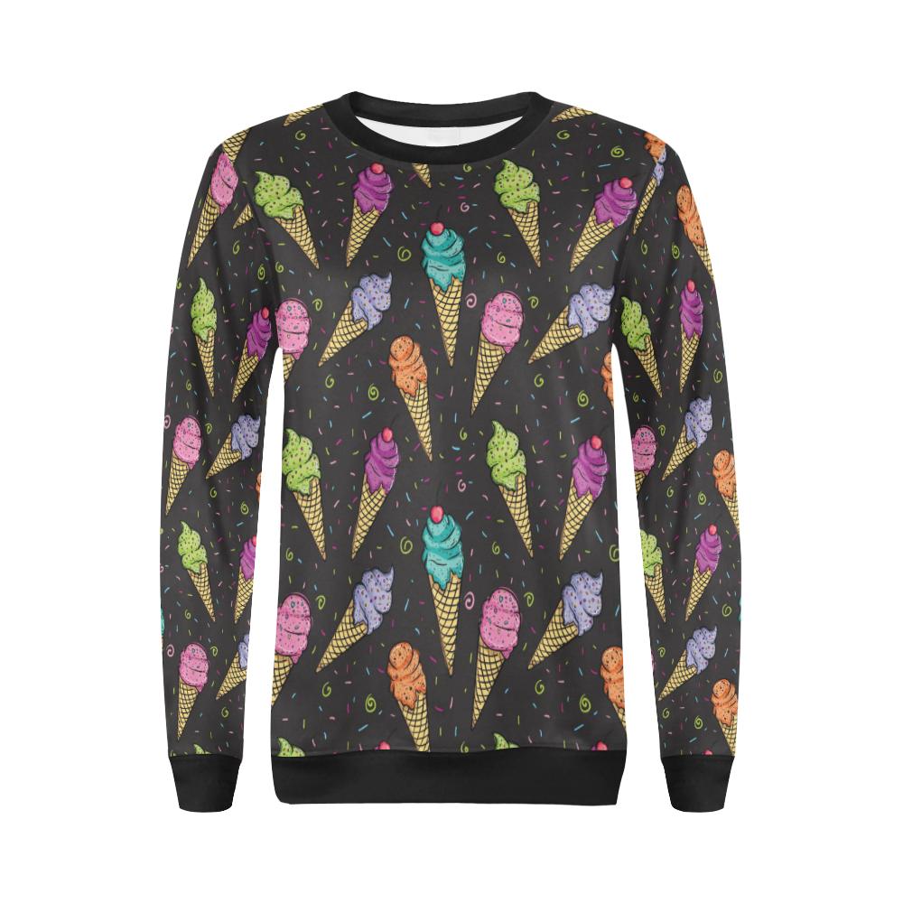 Ice Cream Pattern Print Design IC06 Women Long Sleeve Sweatshirt-JorJune