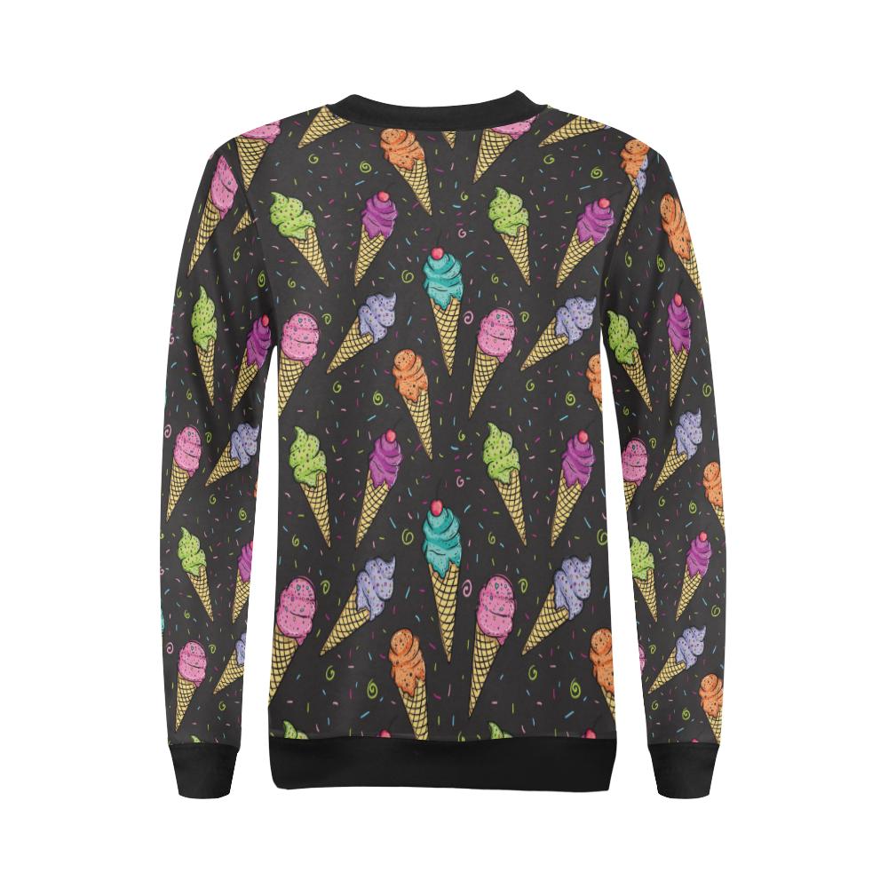 Ice Cream Pattern Print Design IC06 Women Long Sleeve Sweatshirt-JorJune