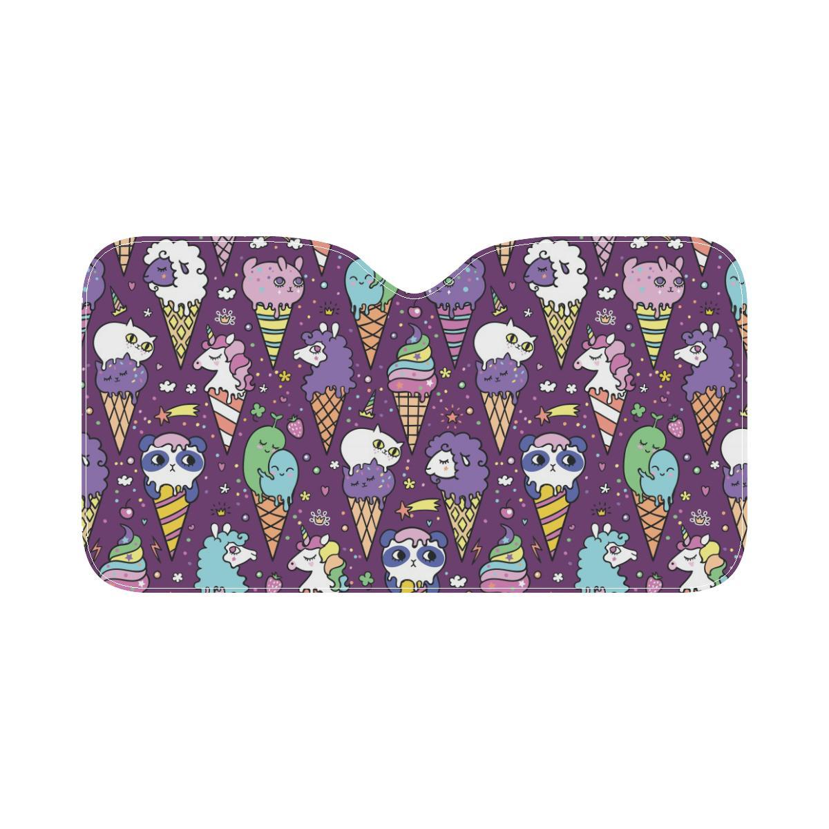 Ice Cream Pattern Print Design IC07 Car Sun Shade-JorJune