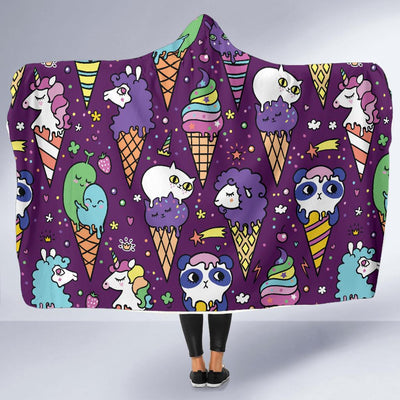 Ice Cream Pattern Print Design IC07 Hooded Blanket-JORJUNE.COM